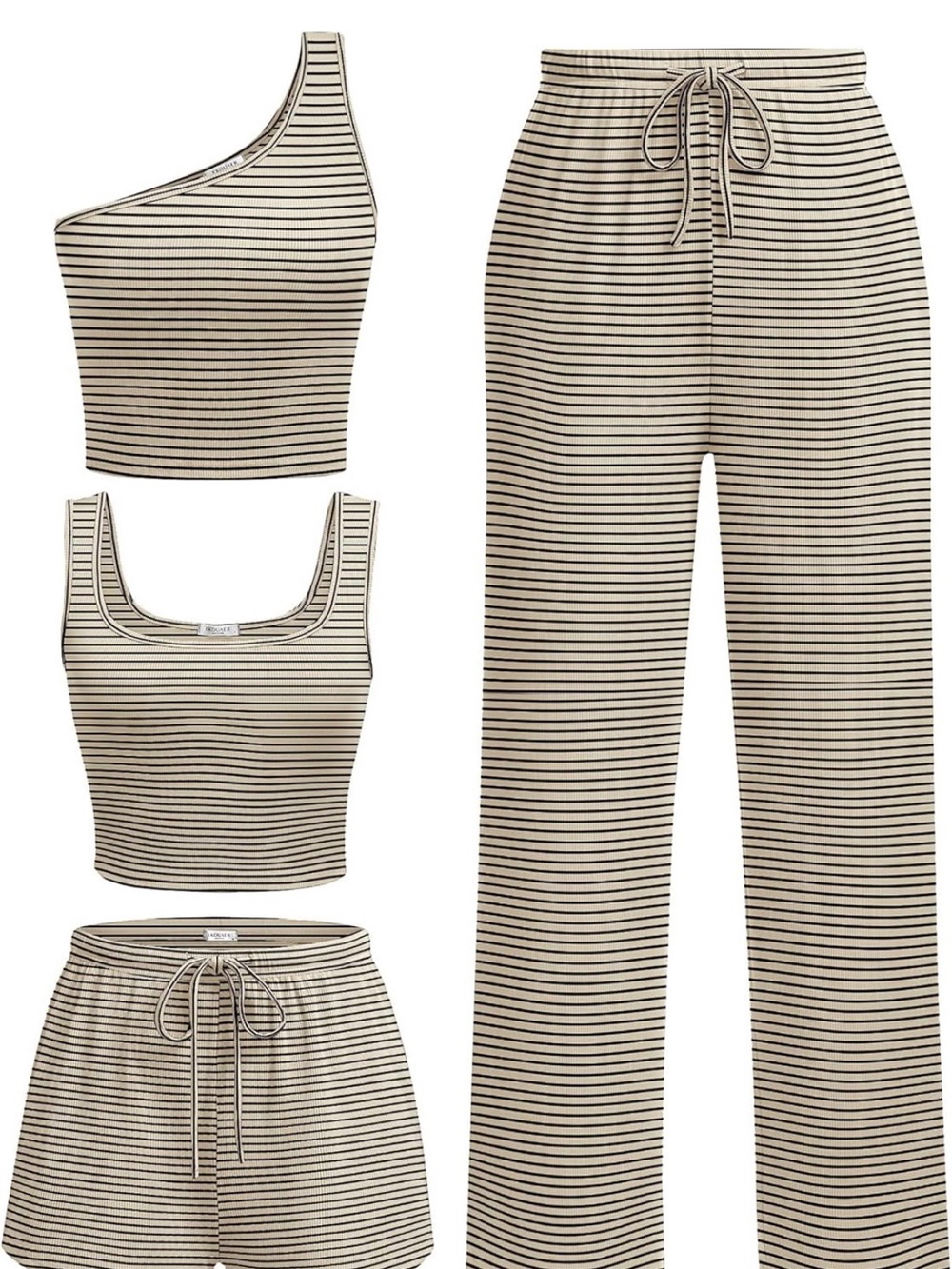 Striped Beige and Black Lounge Set - Women